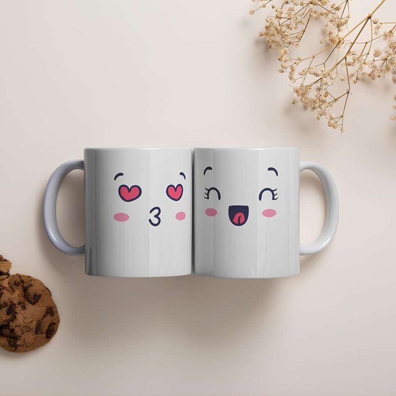 Cute Emoji Couple Mug Set