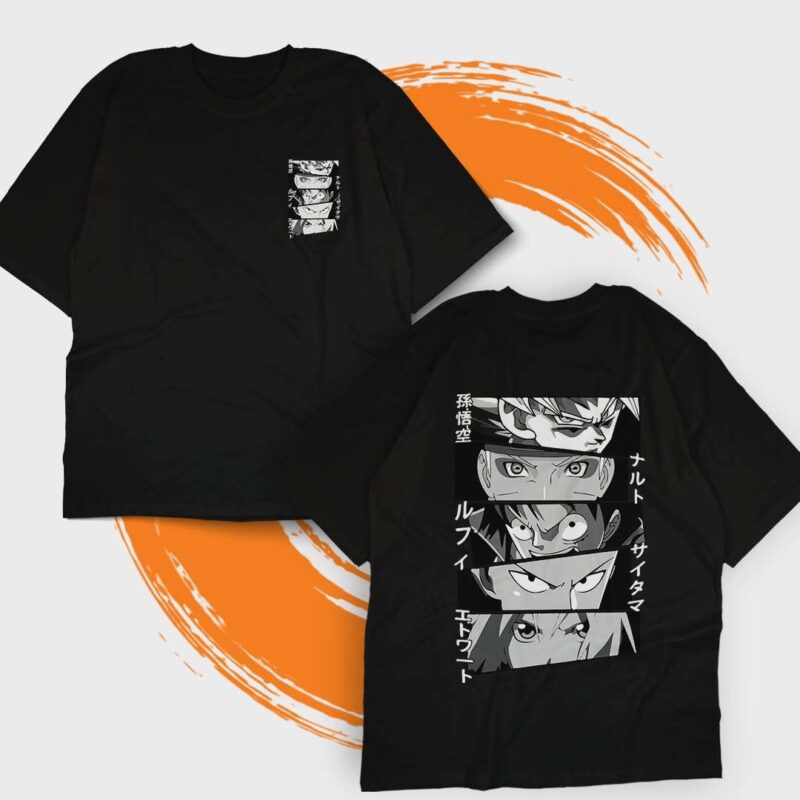 Anime Legends Eyes Panel Oversized Tshirt Unisex – Goku, Naruto, Luffy & More