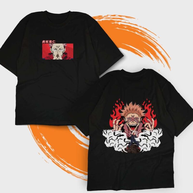Sukuna Oversized Tshirt Unisex – Duality Flame Edition (Red Aura Anime Print)