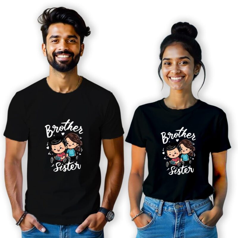 Brother Sister Cartoon Sibling T-Shirt Set
