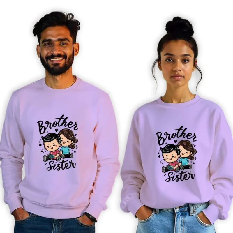 Brother Sister Cartoon Sibling Sweatshirt Set