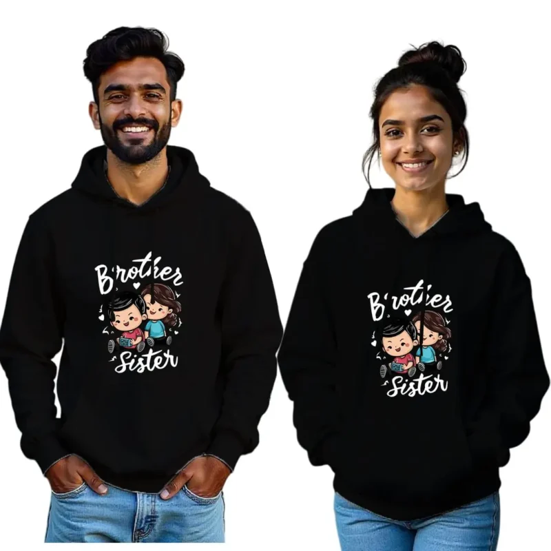 Brother Sister Cartoon Sibling Hoodie Set