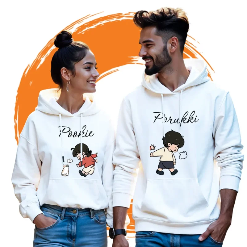 Cute Pookie & Porukki Couple Hoodie