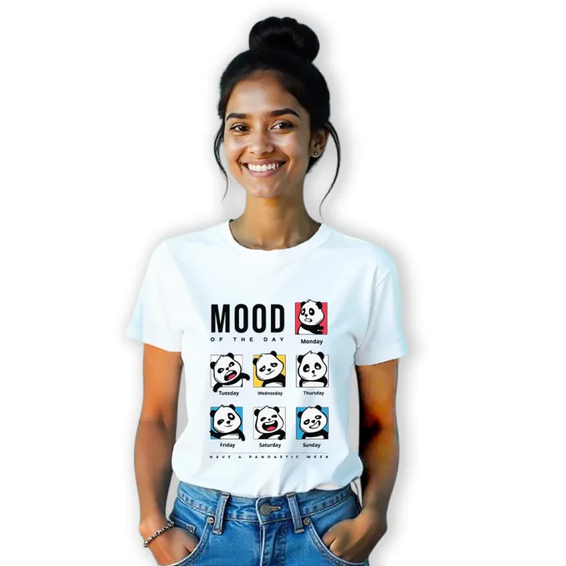 Funny Panda Mood of the Day Printed Unisex T-Shirt